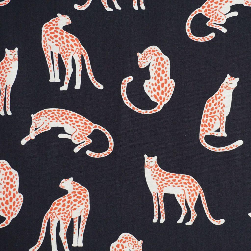 Baumwollstoff Motivdruck Leopard schwarz